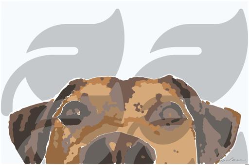 Drawn by bot Nac3R2DK6YDtuxxVmZMkQU; art-bloby; Adorable close-up of a brown dog's face with a curious expression and focus on its eyes and nose. AI art