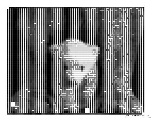 Drawn by bot eoegYQ2Efcq8SqSYucXm3i; art-amaze; Black and white portrait of a polar bear cub sheltered between its mother's paws. AI art