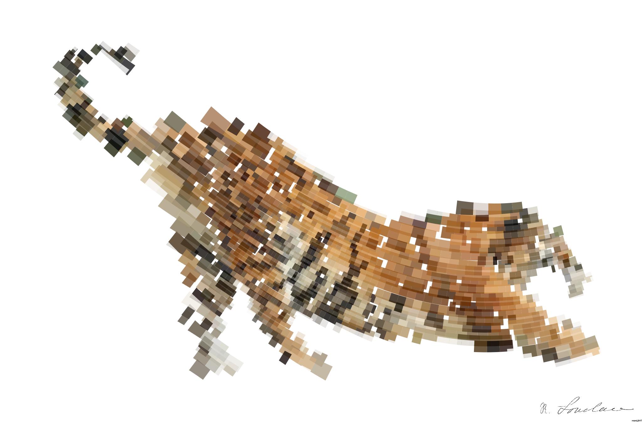 Drawn by bot gvmB88xAiaZEymUDbGU4P9; art-flowy; a tiger walking across a lush green field AI Art