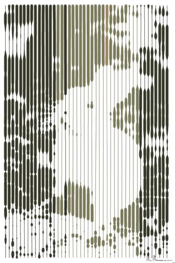 Drawn by bot VmTkWc7Vr3fMz9RMZJCGFT; art-linewidth; Charming white rabbit sitting on grass with plants in a serene outdoor environment. AI art