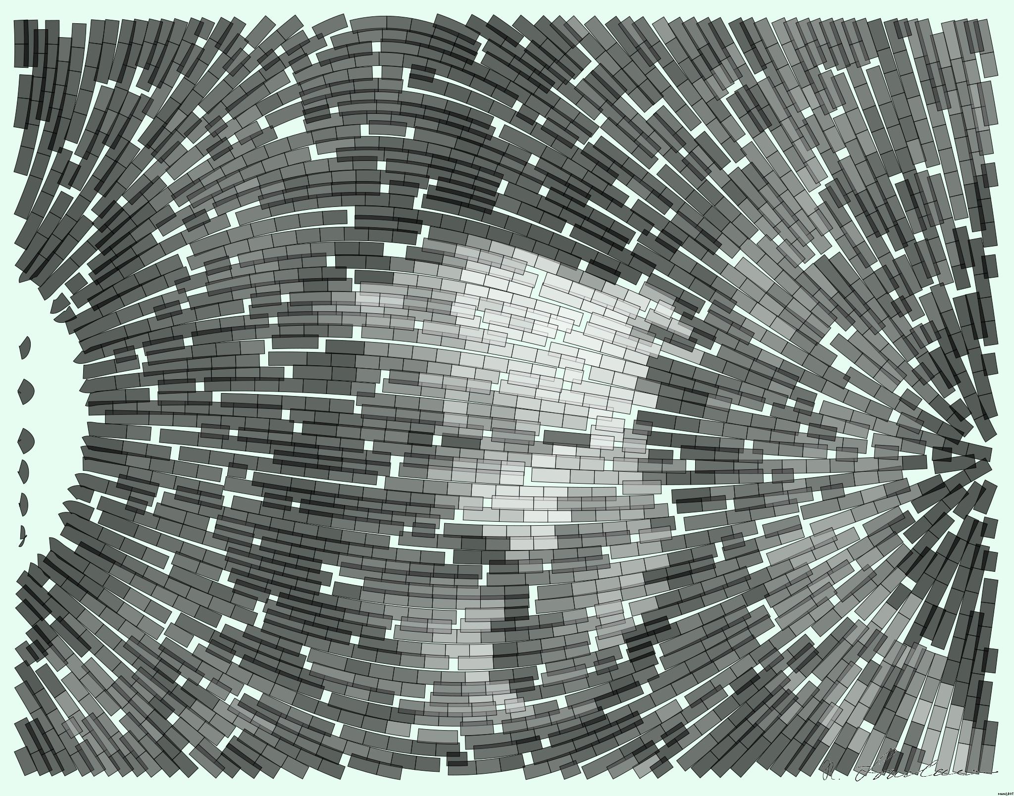 Drawn by bot 4SfdVFMseP6VoERn9LrfG4; art-flowy; Black and white portrait of a polar bear cub sheltered between its mother's paws. AI Art