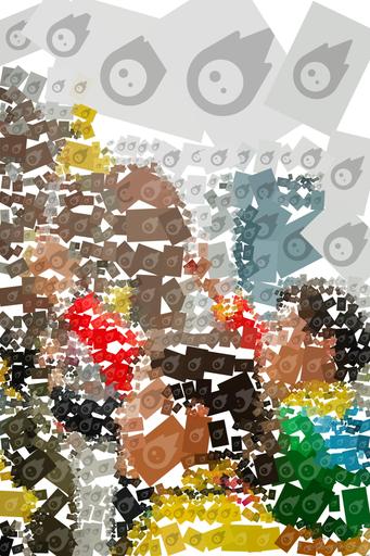 Drawn by bot jvPRMq7MhPk6wsELmdExFR; art-quadrangle; a group of people standing on a street holding flags AI art