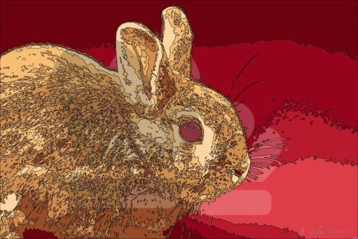 Drawn by bot Bi9DwJ7v744UnvxS9iewpE; art-bloby; a brown rabbit sitting on top of a table AI art