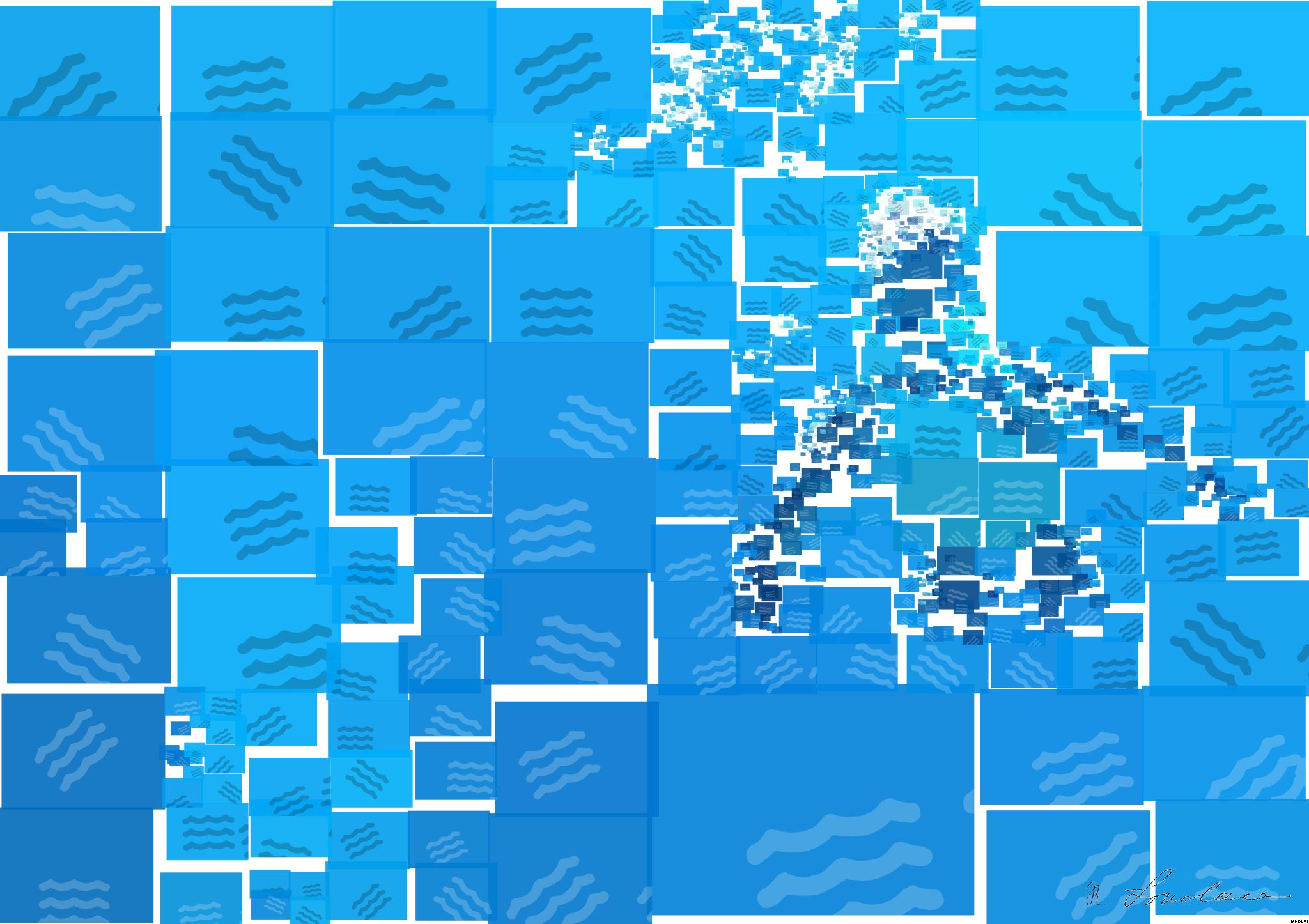 Drawn by bot AQb2tNj4cWniDrKLHeWvkr; art-quadrangle; white and black penguin in water AI Art