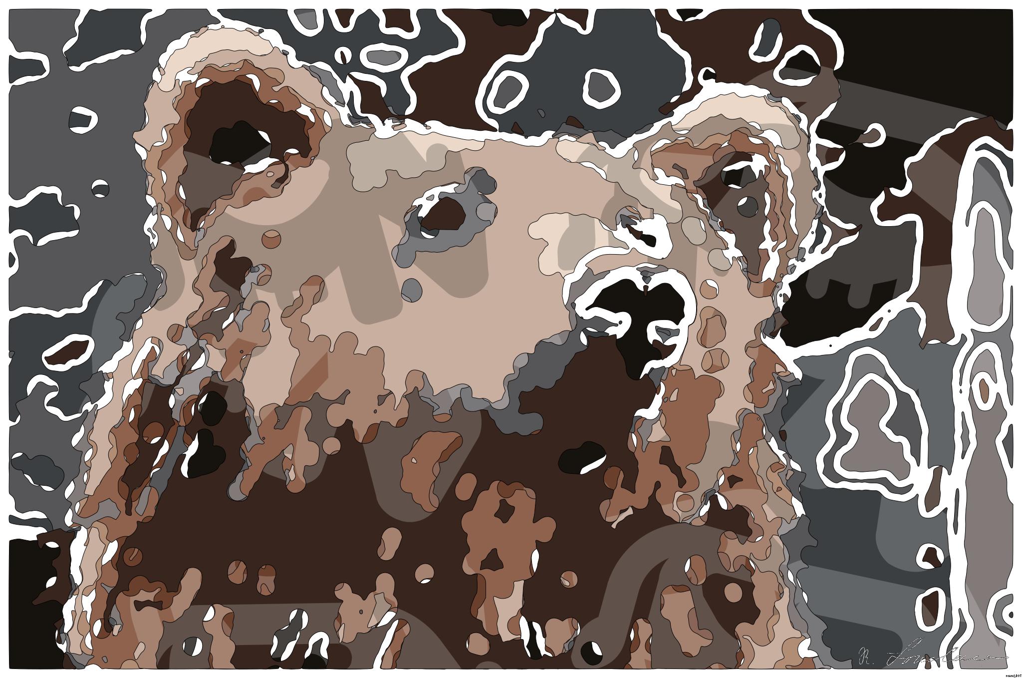 Drawn by bot E3J45qyQw5EFsLW2NijCth; art-bloby; Detailed close-up of a brown bear's face, showcasing its expressive eyes and fur texture. AI Art