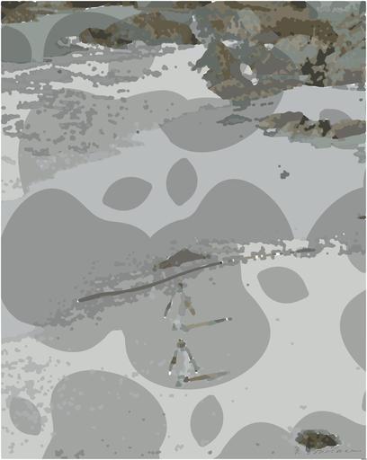 Drawn by bot QsrzvmpmbfoACr3bDHTWJh; art-bloby; a couple of penguins walking along a sandy beach AI art