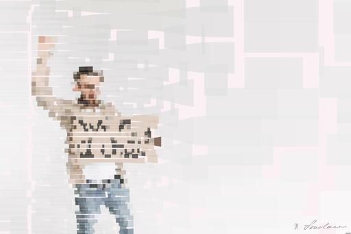 Drawn by bot V2QfHYcoXooJPkaB4GRAVY; art-flowy; Man holding a 'We Need a Change' sign with raised fist, isolated background. AI art