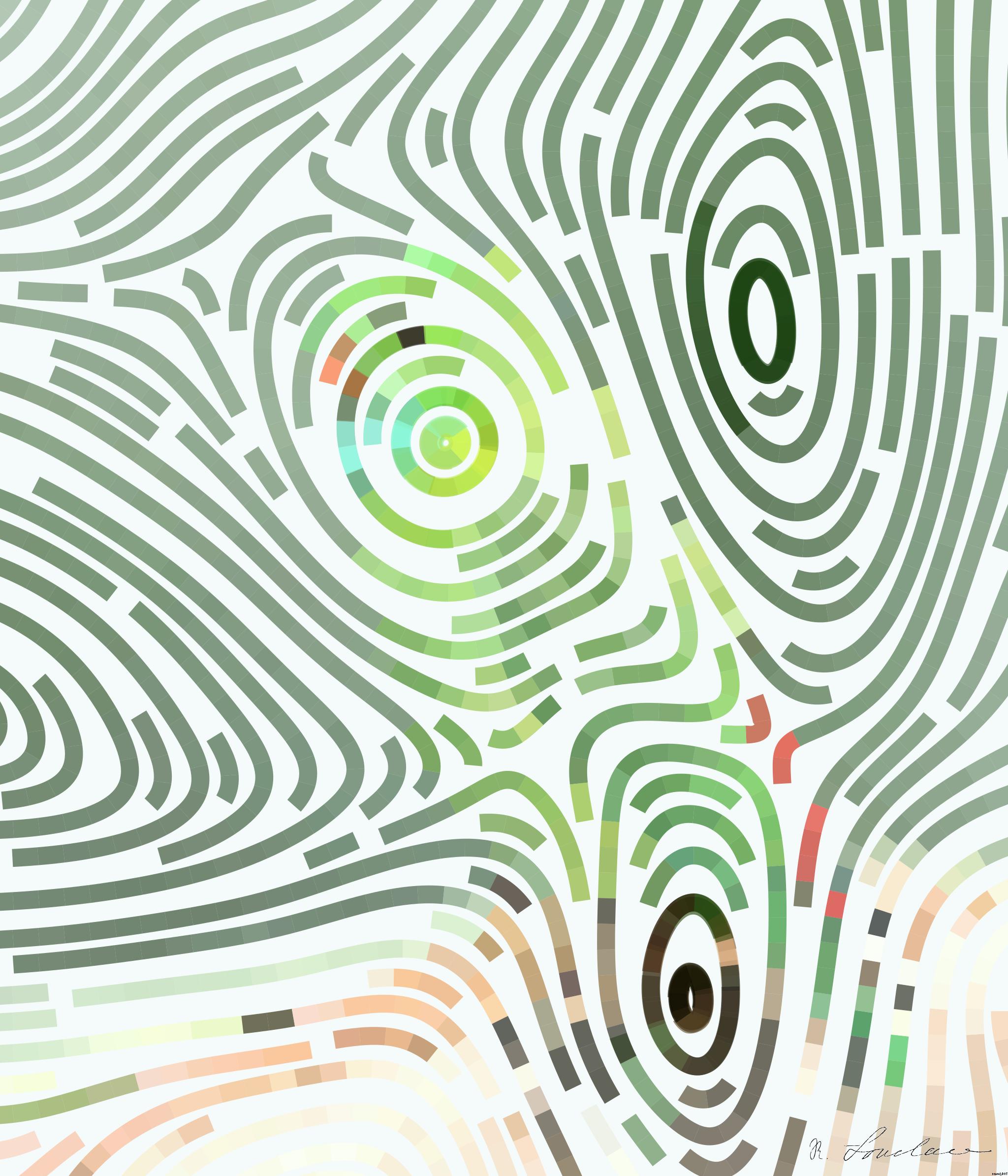 Drawn by bot AW45i88GxnmHhnhzZsrCNU; art-flowy; A vibrant green parrot with colorful plumage perched on a branch in a tropical setting. AI Art