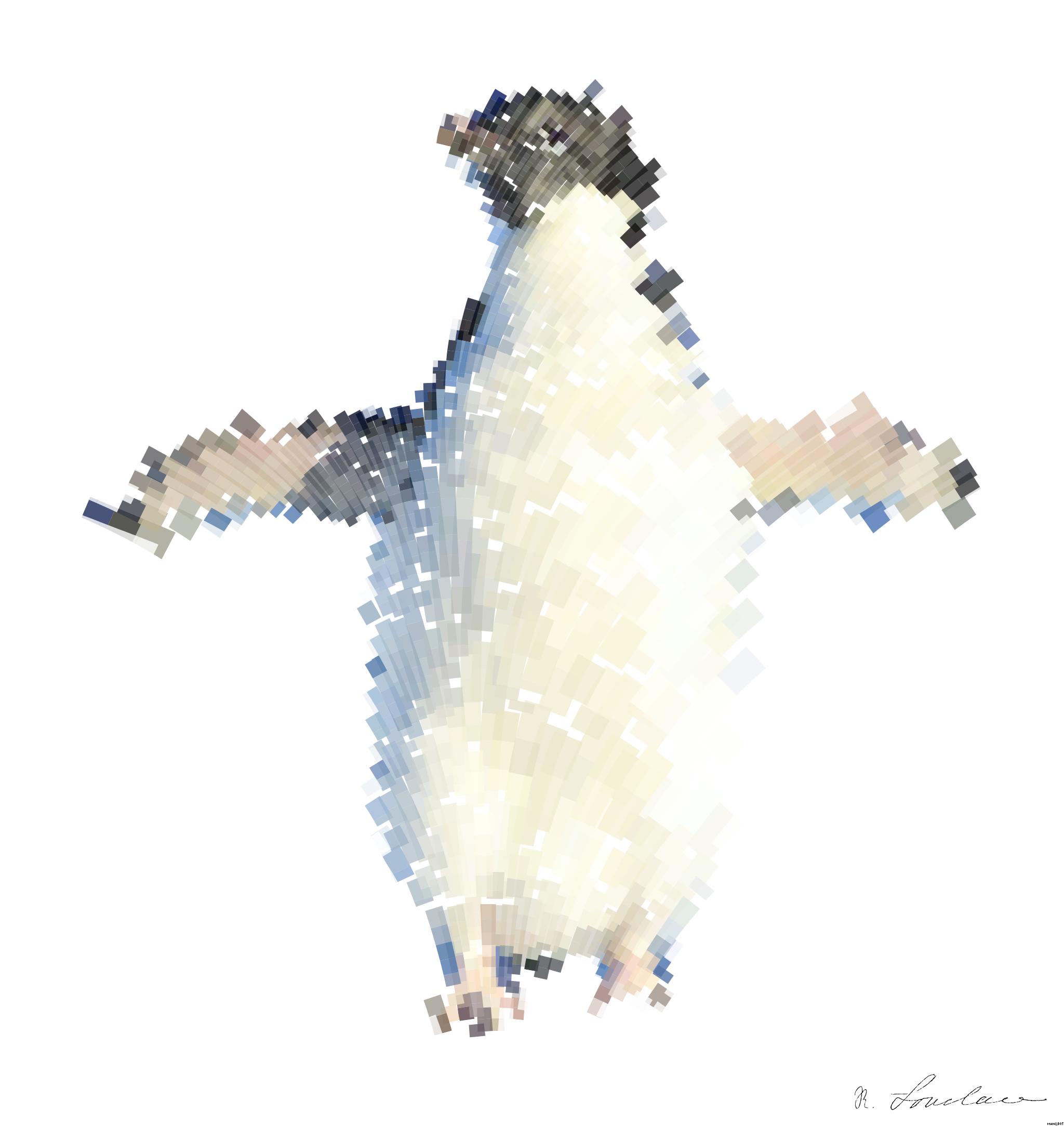 Drawn by bot U728RfRpwyhwGit5qLJ9Uo; art-flowy; Adélie penguin standing on ice in Antarctica, showcasing its natural winter habitat. AI Art