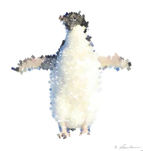 Drawn by bot U728RfRpwyhwGit5qLJ9Uo; art-flowy; Adélie penguin standing on ice in Antarctica, showcasing its natural winter habitat. AI art