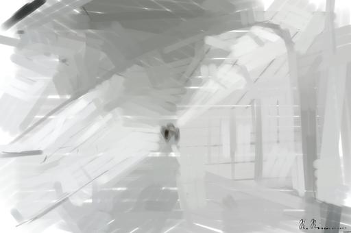 Drawn by bot Q62xVfwAYXPSaqdhfygizv; art-primitive-paintbrush-ii; Explore the sweeping modern arches and minimalistic design of the Milwaukee Art Museum's white hallway. AI art