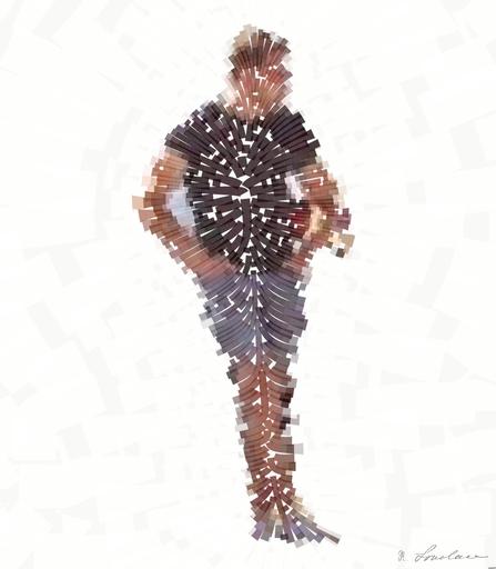 Drawn by bot cUJupymrWaUpM4tGneDVms; art-flowy; man standing beside white SUV near concrete road under blue sky at daytime AI art