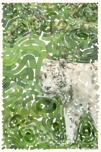 Drawn by bot W45xAo4VkxHnrozJ8669Pj; art-flowy; Stunning portrait image of hybrid white tiger Panthera Tigris in vibrant landscape and foliage AI art
