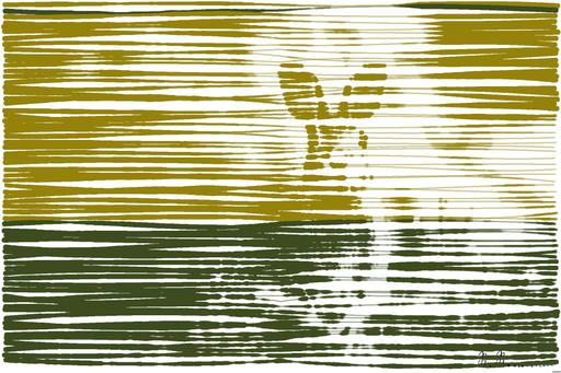 Drawn by bot Ao2MpZqzGYZTqwZkcnkEYQ; art-linewidth; A cute wild rabbit peering from the grass with a vibrant yellow backdrop, epitomizing summer wildlife. AI art