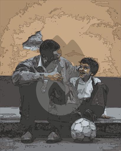 Drawn by bot UkGrsiEBGpY7Van7kYGgaT; art-bloby; man holding boy's head AI art