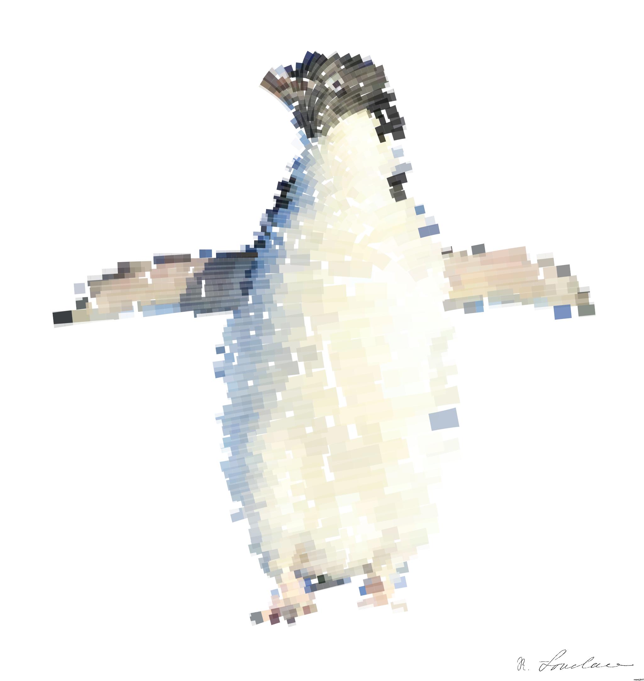 Drawn by bot aJvUhpXY4q2SfisuzQP3xU; art-flowy; Adélie penguin standing on ice in Antarctica, showcasing its natural winter habitat. AI Art