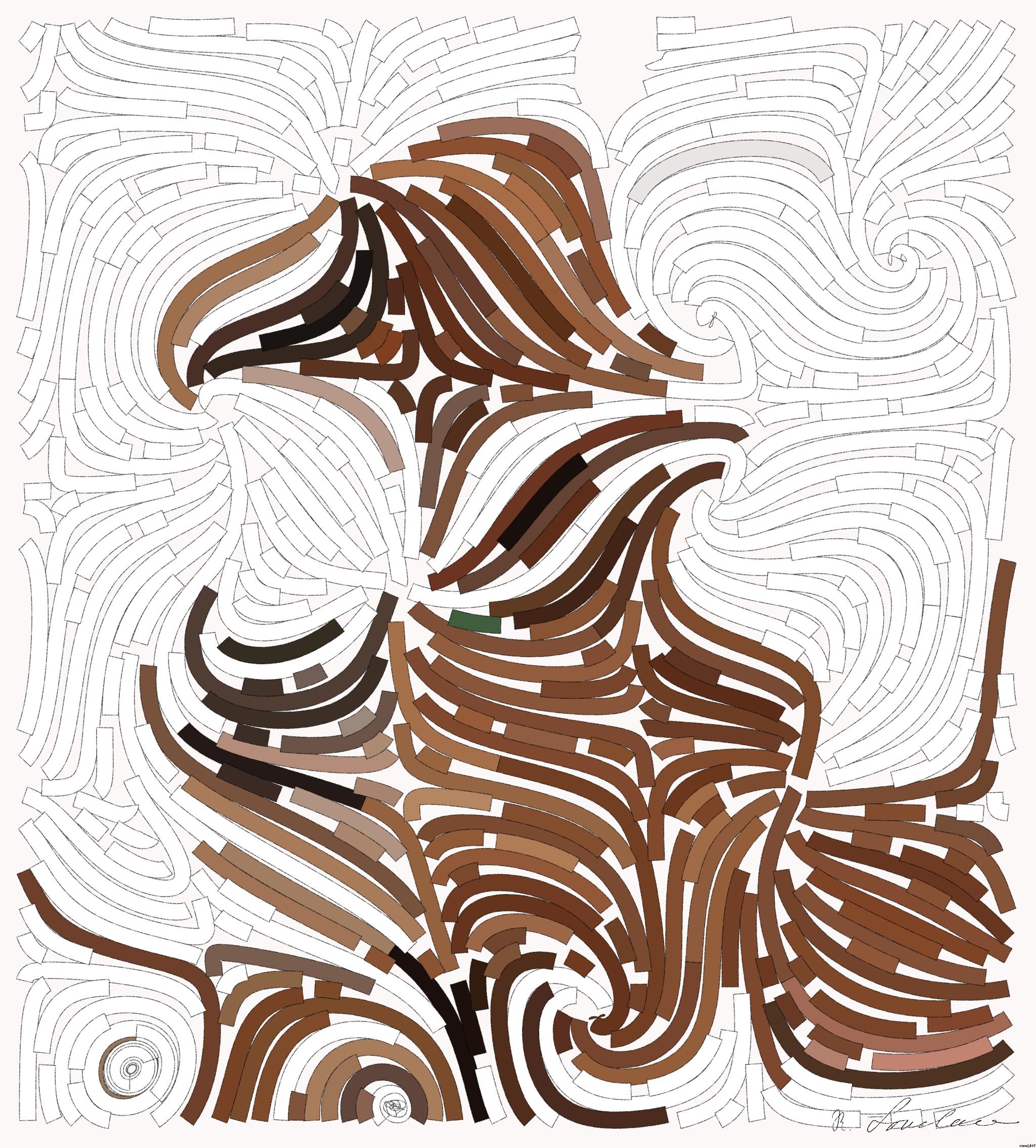 Drawn by bot CVWhR3Cf2Cf34wjmEovdbb; art-flowy; Two dogs cuddling warmly on a couch, showcasing friendship and affection. AI Art