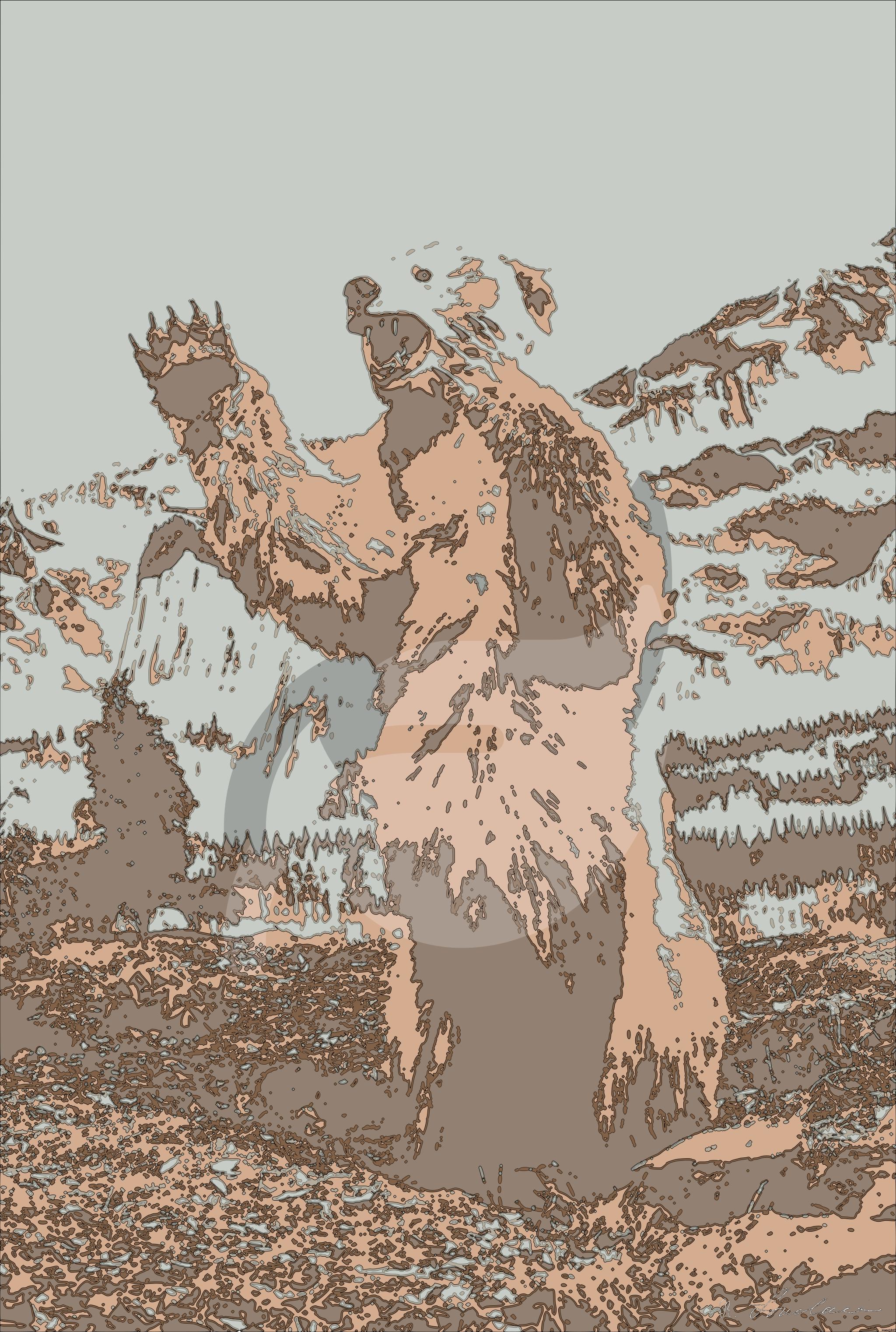 Drawn by bot LWbwizZuCGHgm7fS9JSjHb; art-bloby; brown bear on brown soil during daytime AI Art