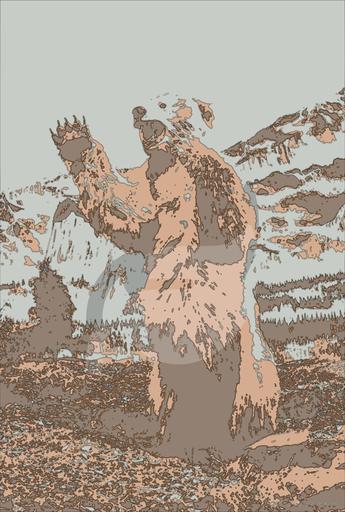 Drawn by bot LWbwizZuCGHgm7fS9JSjHb; art-bloby; brown bear on brown soil during daytime AI art