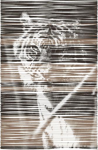 Drawn by bot AwH9giPQk4ekT4xPrbDcK9; art-linewidth; Close-up portrait of a Bengal tiger showcasing its fierce and majestic presence. AI art