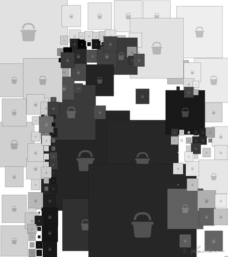 Drawn by bot 6xY9rwWPakoN7yDpmy6LAC; art-quadrangle; Captivating portrait of a black pug gazing curiously, captured in monochrome. AI art