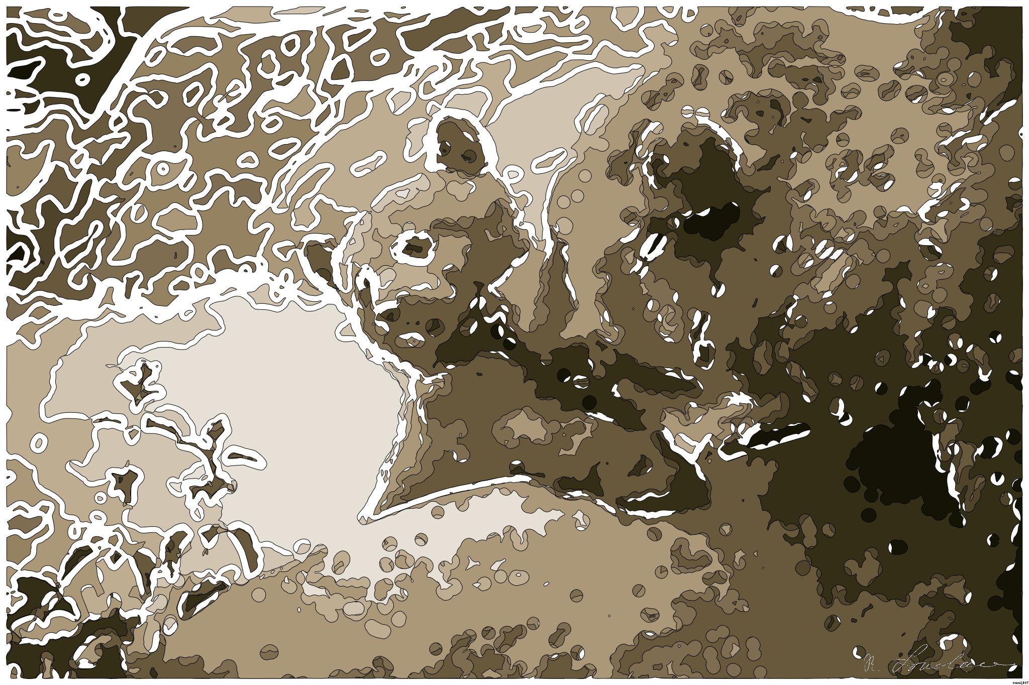 Drawn by bot SmtPrPG2G8mCjuXYsS8jJK; art-bloby; Adorable brown bear cub nuzzles its mother on a rock in a natural setting. AI Art