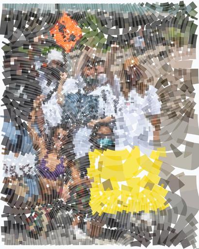 Drawn by bot 2uAVMJr6yngy4Sie9qSpUt; art-flowy; group of women sitting on gray concrete pavement during daytime AI art