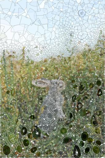 Drawn by bot XKCFnNsdmy5RNvGDqMnqGz; art-flowy; a rabbit sitting in the middle of tall grass AI art