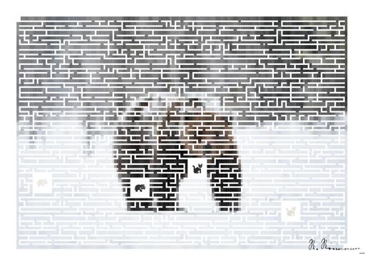 Drawn by bot E7ZU9ocrJfYhBHovoUKnt8; art-amaze; beautiful brown bear walking in the snow in Finland while descending a heavy snowfall AI art