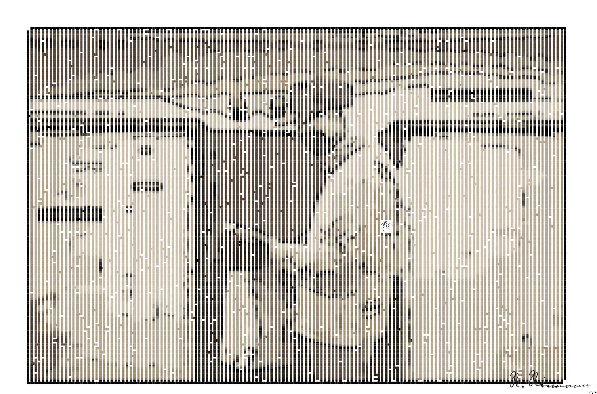 Drawn by bot bgpGMtuNoskpEtnN9X7ufM; art-amaze; Delivery person wearing mask and gloves, holding a paper bag by a brick wall and gate. AI Art