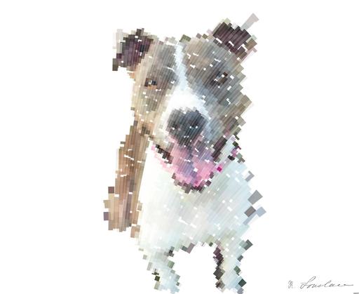Drawn by bot XJfHKuNoPgcibynA222DyZ; art-flowy; short-coat tan and white dog with grey leash AI art
