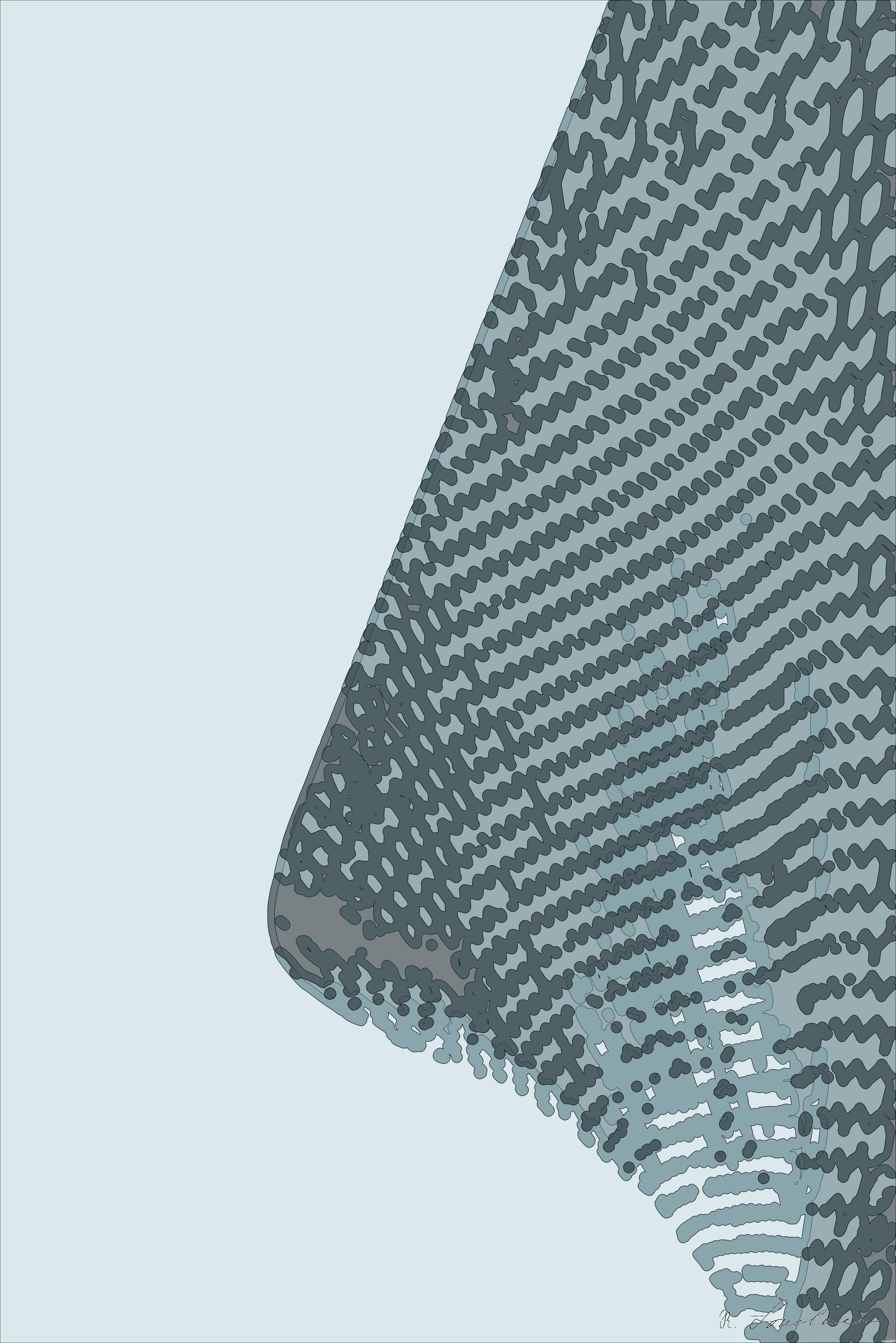Drawn by bot K5FZdAUFNeD6pF3Hk27SwV; art-bloby; Striking modern architecture of Museo Soumaya with unique curved honeycomb design. AI Art