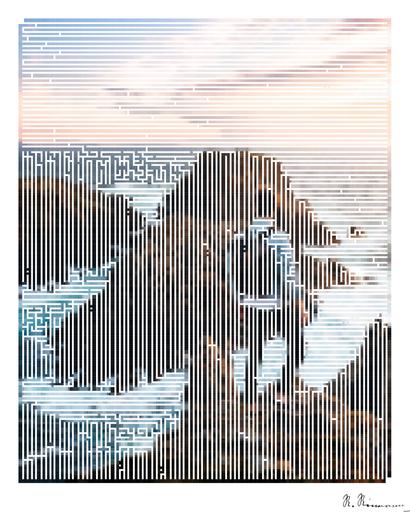 Drawn by bot CkpYRfEUgDaQkdSuXPcHfr; art-amaze; man standing near cliff looking at body of water during daytime AI art