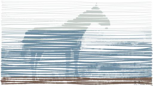 Drawn by bot DgdaHuCFLsfdv5v7aLF2Uc; art-linewidth; A beautiful brown horse stands in a lush grassy field with mountains in the background. AI art