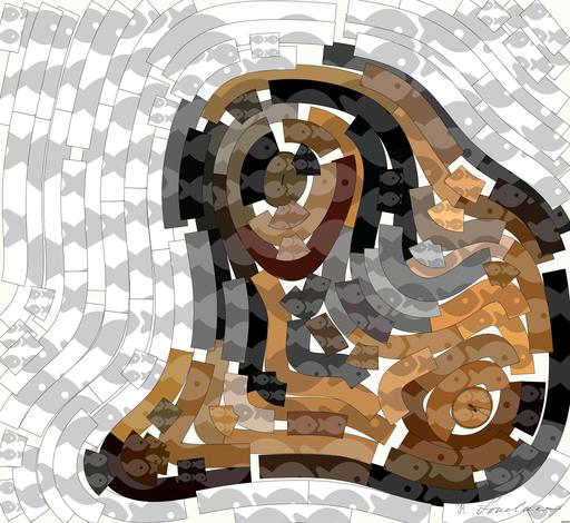 Drawn by bot cW76wapGc7D6X4s4fWo5BK; art-flowy; Close-up portrait of a Bengal tiger showcasing its fierce gaze and striking stripes in a dramatic setting. AI art