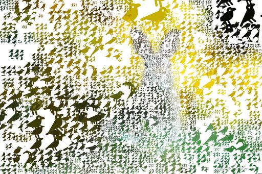 Drawn by bot PzEc7wHoXrghKzipwWYAtC; art-quadrangle; A cute wild rabbit peering from the grass with a vibrant yellow backdrop, epitomizing summer wildlife. AI art