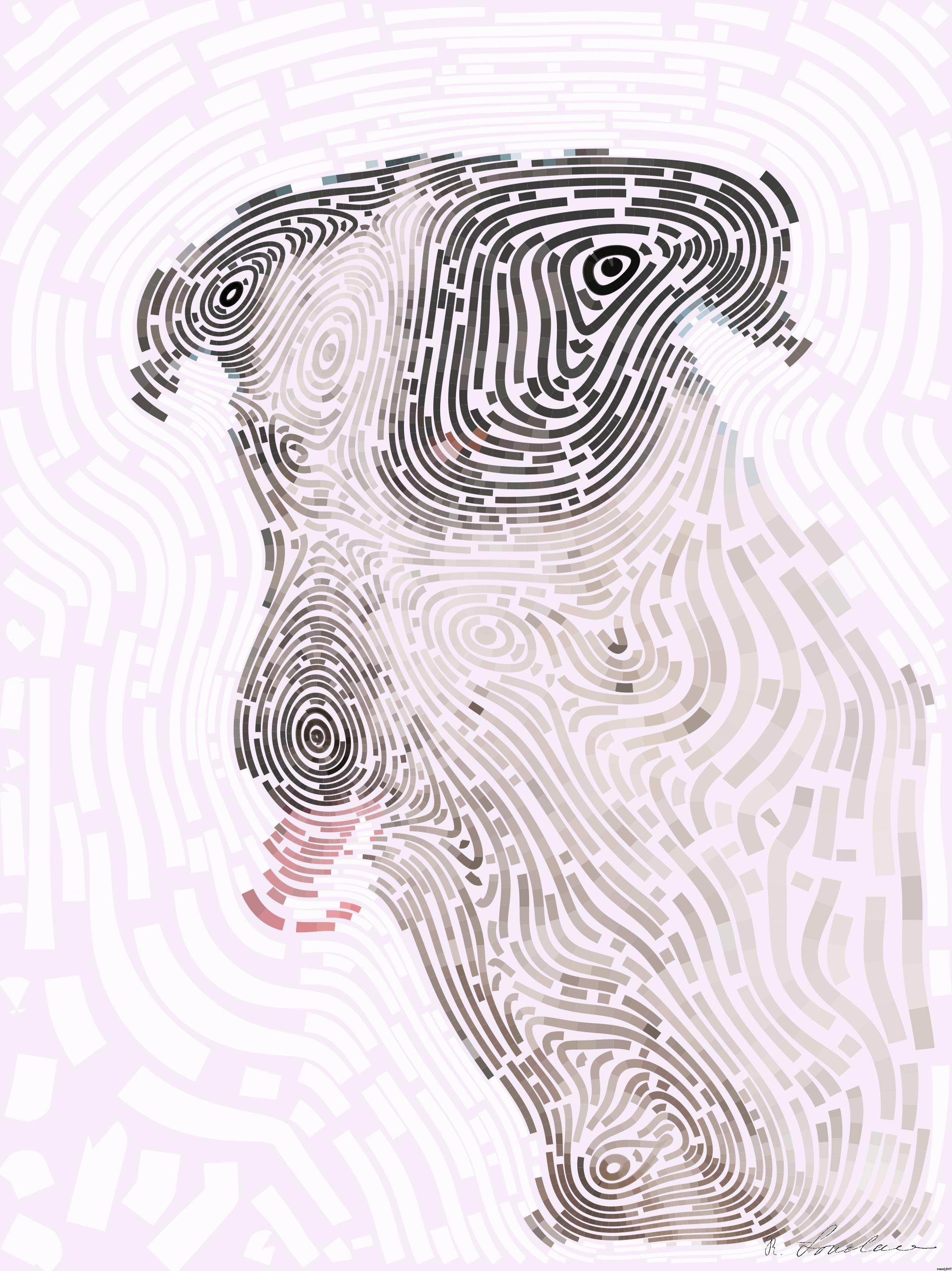 Drawn by bot XYnEMqvjsPv2562AND4APE; art-flowy; a black and white dog with its tongue out AI Art
