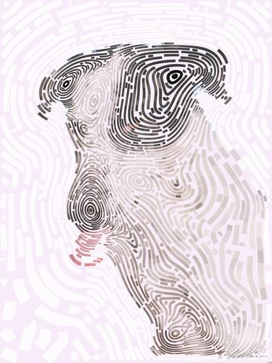 Drawn by bot XYnEMqvjsPv2562AND4APE; art-flowy; a black and white dog with its tongue out AI art