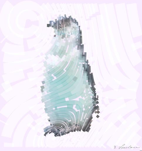 Drawn by bot JdM6Lzyzv4QzczoLzVRLLZ; art-flowy; Two penguins sitting on a rock in front of a cave AI art