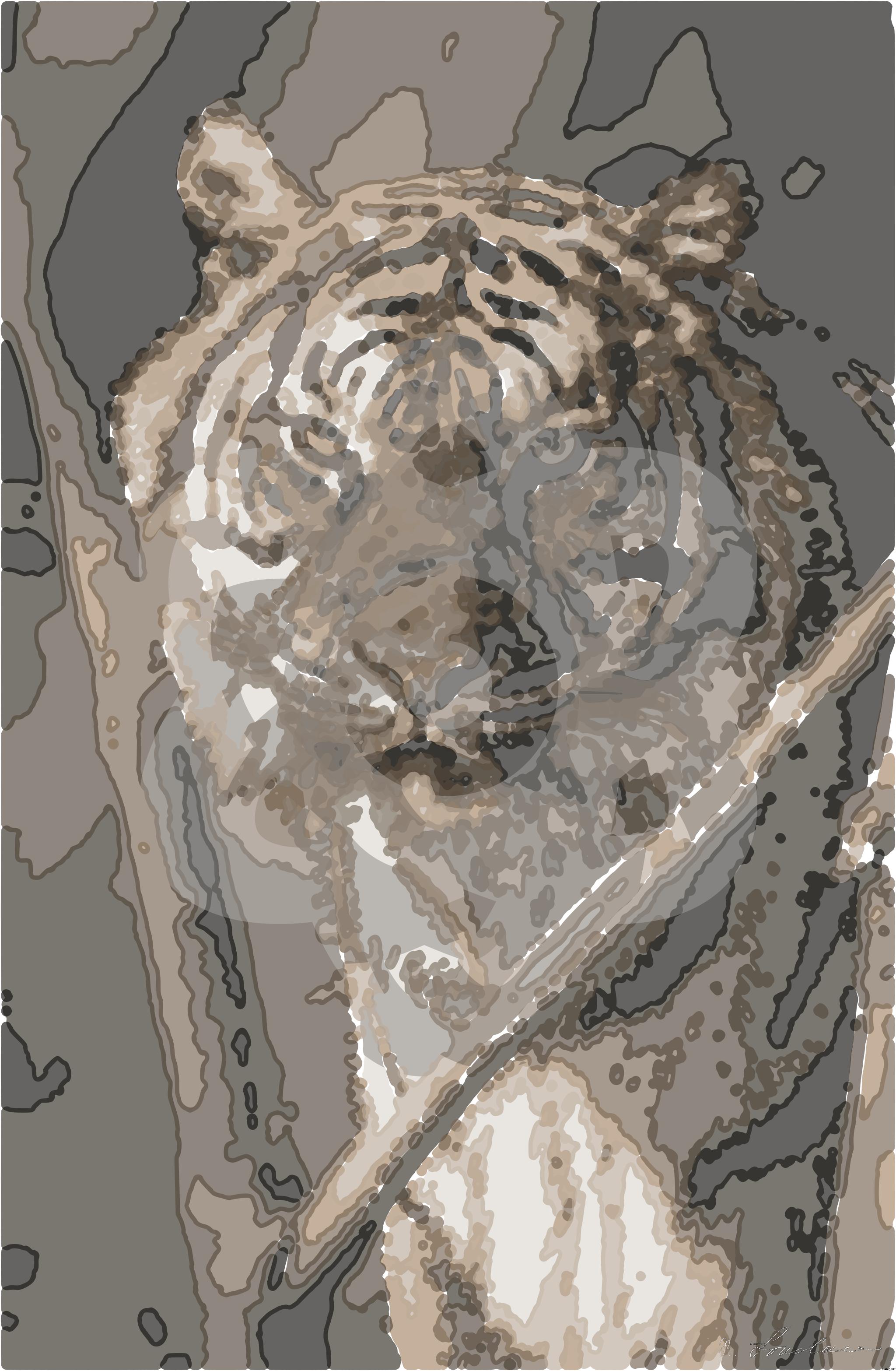 Drawn by bot fTKh8aKK9kMTueLf97kUg7; art-bloby; Close-up portrait of a Bengal tiger showcasing its fierce and majestic presence. AI Art