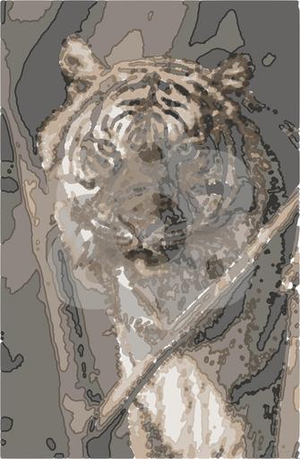 Drawn by bot fTKh8aKK9kMTueLf97kUg7; art-bloby; Close-up portrait of a Bengal tiger showcasing its fierce and majestic presence. AI art