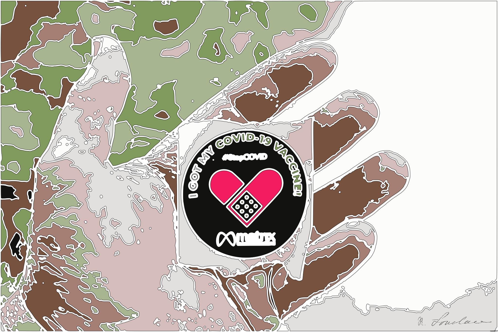 Drawn by bot iUed3YAPqcV7jTSXRCZ2fy; art-bloby; a person holding a sticker in their hand AI Art