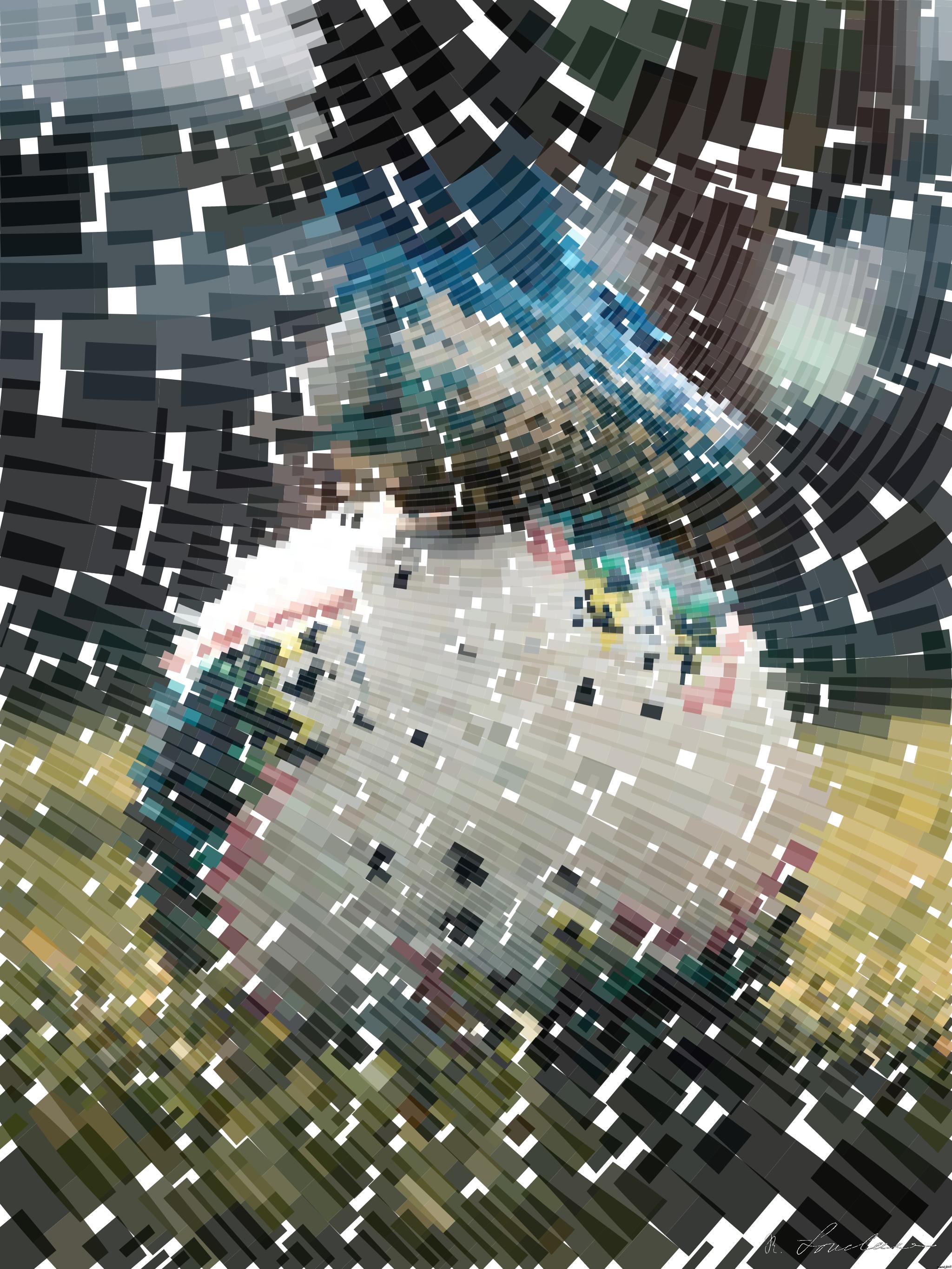 Drawn by bot 62uZUgvQCndzHserGZdWGg; art-flowy; white and blue soccer ball on green grass field AI Art