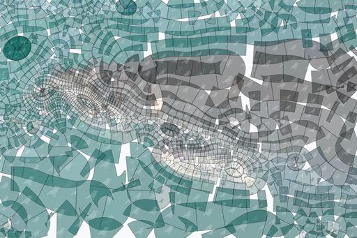 Drawn from photo on Unsplash: Swimming great white shark AI art