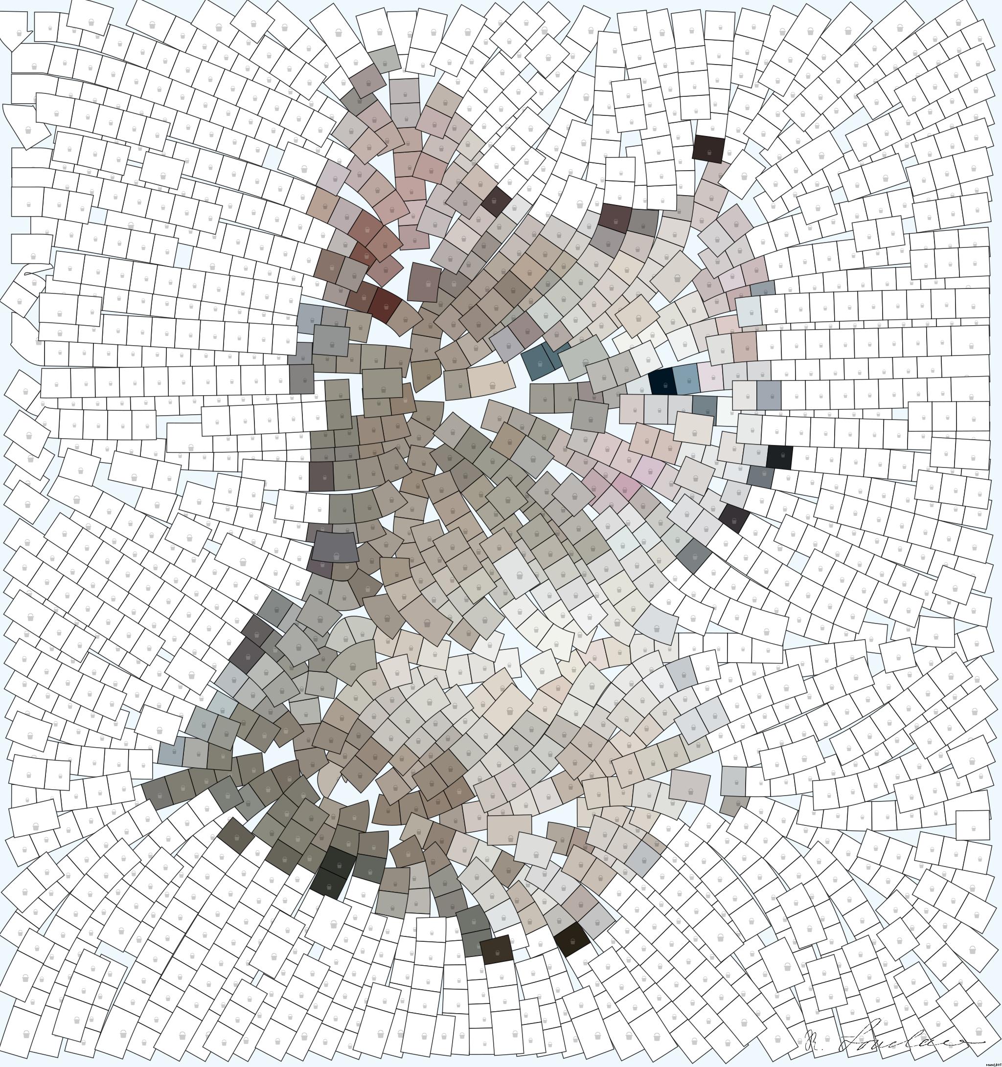 Drawn by bot oEMbCFY3jcJGpvsNzckoXN; art-flowy; Close-up portrait of an adorable cream-colored kitten with blue eyes resting indoors. AI Art