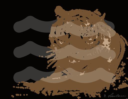 Drawn by bot 85tCNE6ooCU9Lp7dJo3CpH; art-bloby; Close-up portrait of a Bengal tiger showcasing its fierce gaze and striking stripes in a dramatic setting. AI art