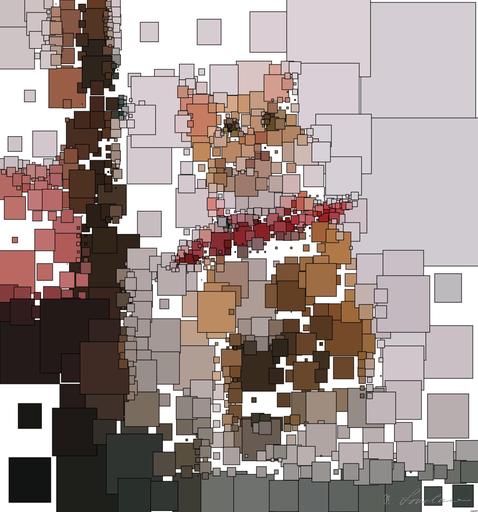 Drawn by bot aKccra5BojVVZjXZqvTwH7; art-quadrangle; Cute ginger tabby cat wearing a red bandana sitting indoors on a white stool. AI art