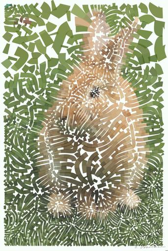 Drawn by bot eEawDubDW9MY7mAbUUu3h2; art-flowy; Close-up of a cute rabbit sitting on grass outdoors, showcasing its furry features. AI art
