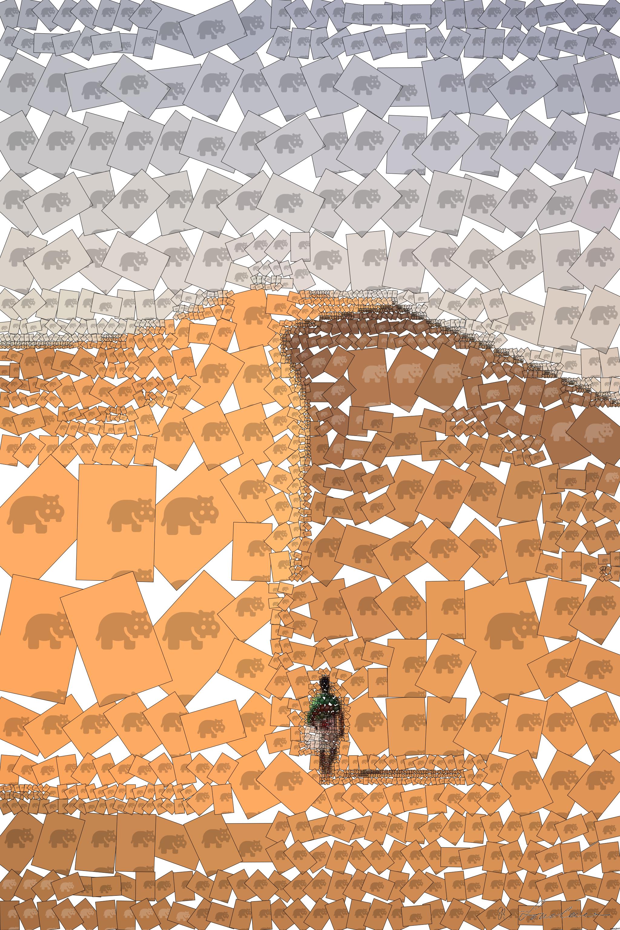 Drawn by bot CuBiJSY9pLZj3mcjZn24Yp; art-quadrangle; A lone traveler walking over the vast, golden sand dunes of the Sahara Desert in Algeria. AI Art