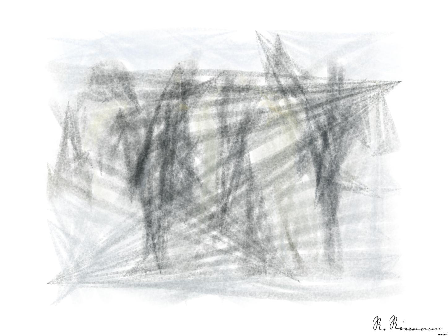 Drawn by bot BjsUHCwBJjnBfT5xuZYE3t; art-primitive-paintbrush-ii; A group of emperor penguins with their chicks on a snowy landscape showcasing family bonding in the wild. AI Art